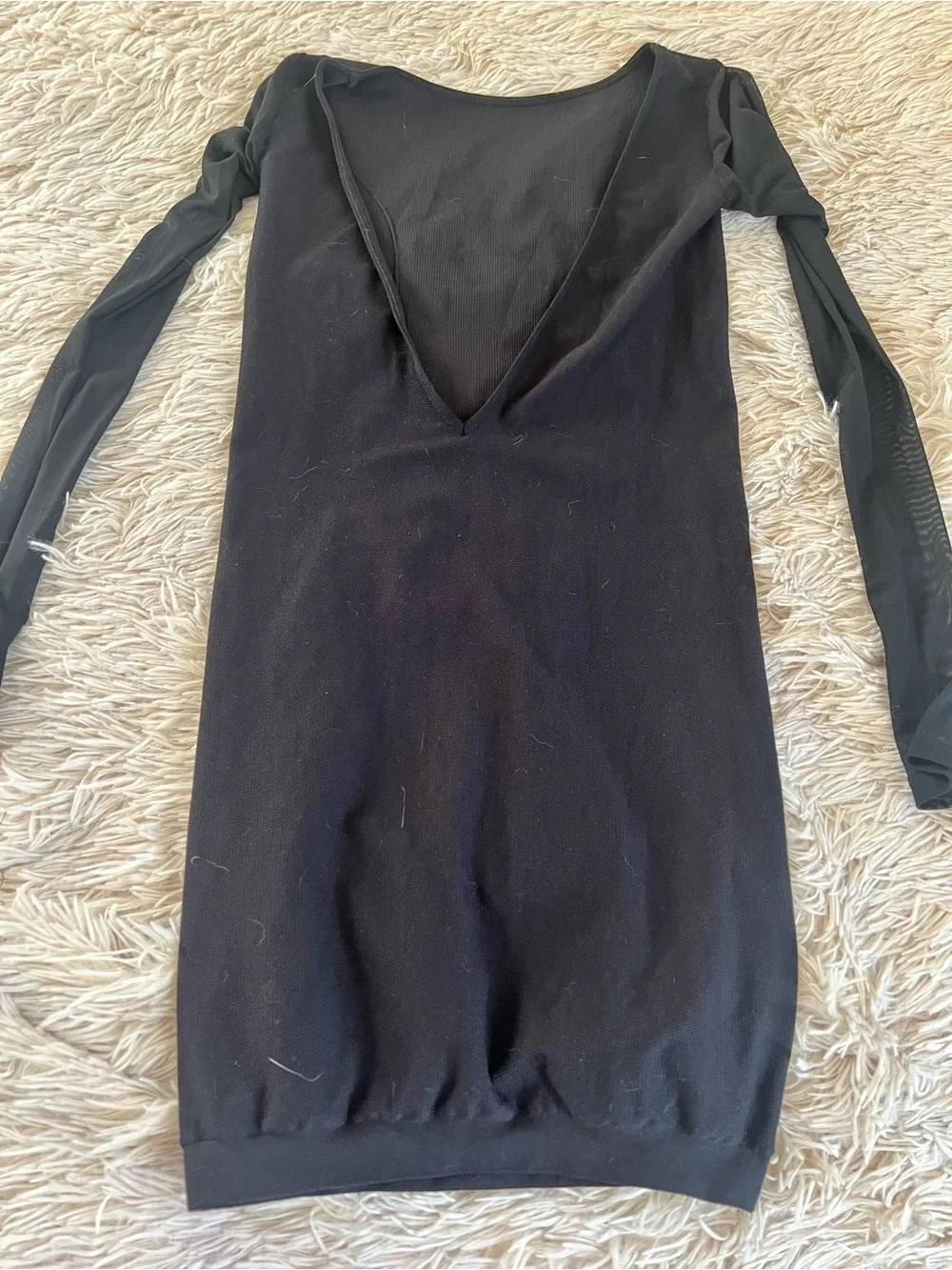 Free People Black Sheer Long-Sleeve mini dress